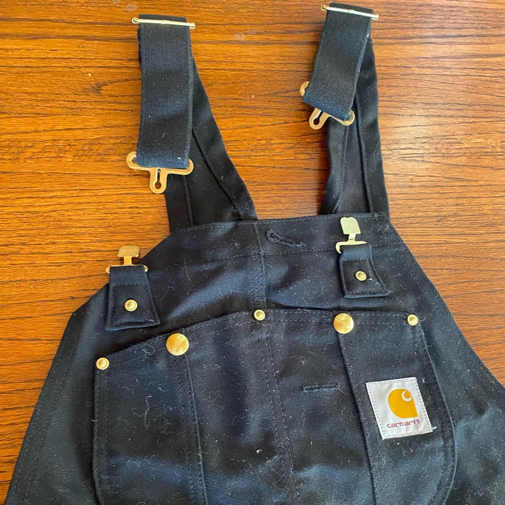 Black Carhartt duck bib overalls, 34x32 men’s